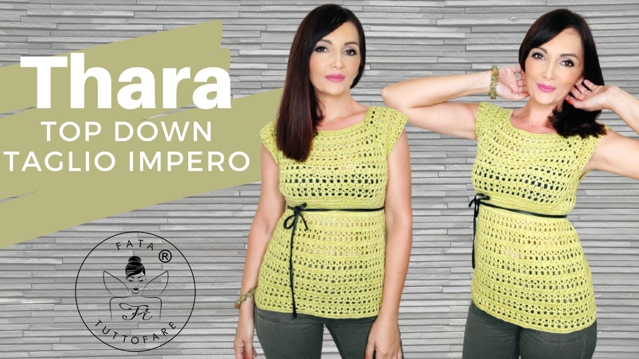 THARA, maglia top down a taglio impero